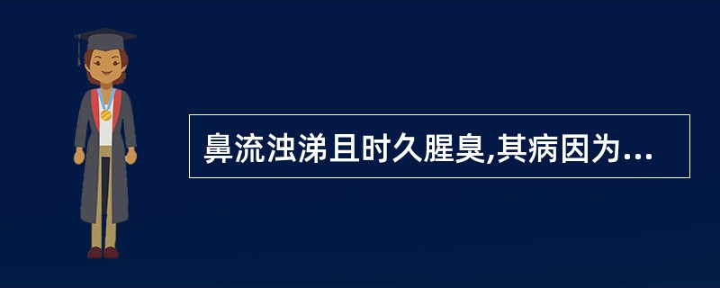 鼻流浊涕且时久腥臭,其病因为A、燥邪B、外感风寒C、外感风热D、湿热蕴蒸E、瘀血