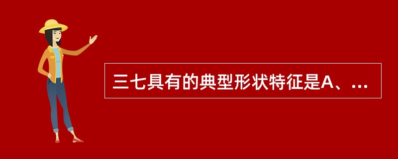 三七具有的典型形状特征是A、疙瘩丁B、狮子头C、珍珠盘D、龙头虎口E、铜皮铁骨