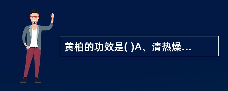 黄柏的功效是( )A、清热燥湿、泻火解毒、利尿B、泻火除烦、清热利湿、凉血C、清