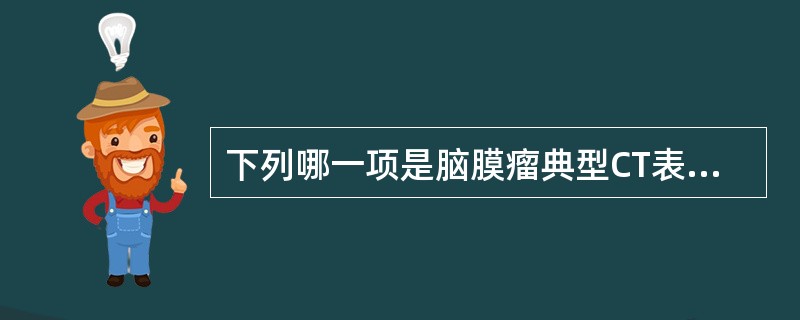 下列哪一项是脑膜瘤典型CT表现:()。A、钙化、囊变坏死B、骨质破坏C、明显瘤周