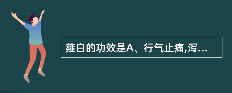 薤白的功效是A、行气止痛,泻下攻积B、行气导滞,通阳散结C、降气化痰,活血祛瘀D