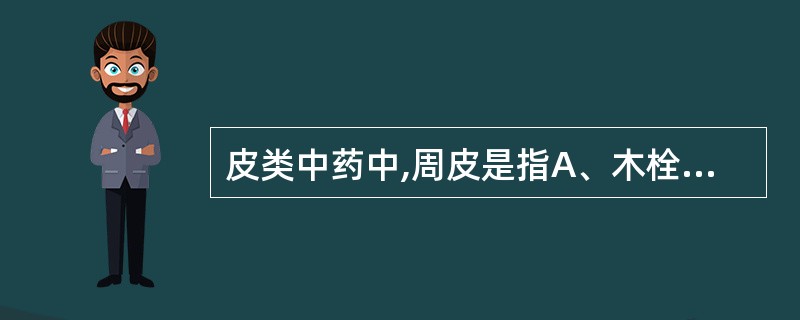 皮类中药中,周皮是指A、木栓层、木栓形成层及栓内层三部分B、木栓形成层以外部分C