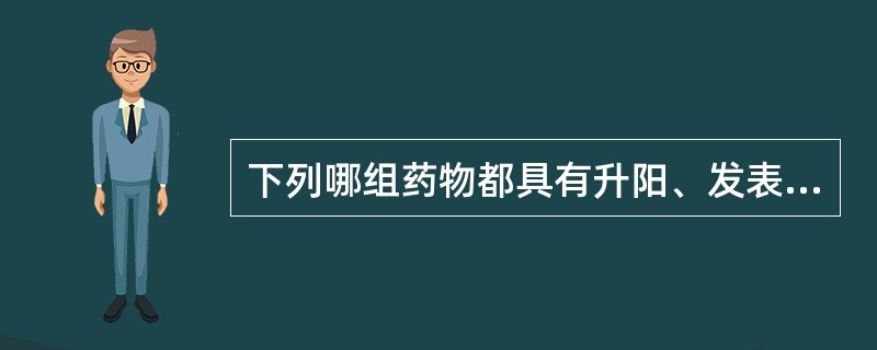 下列哪组药物都具有升阳、发表作用A、麻黄、桂枝、香薷B、荆芥、防风、紫苏C、薄荷