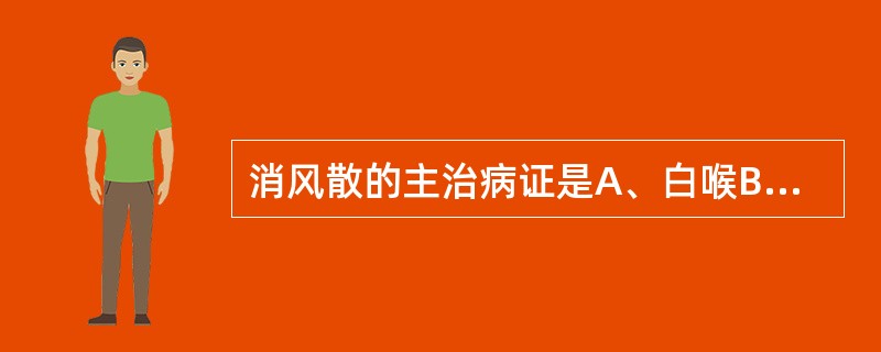 消风散的主治病证是A、白喉B、隐疹C、破伤风D、偏头痛E、风疹湿疹