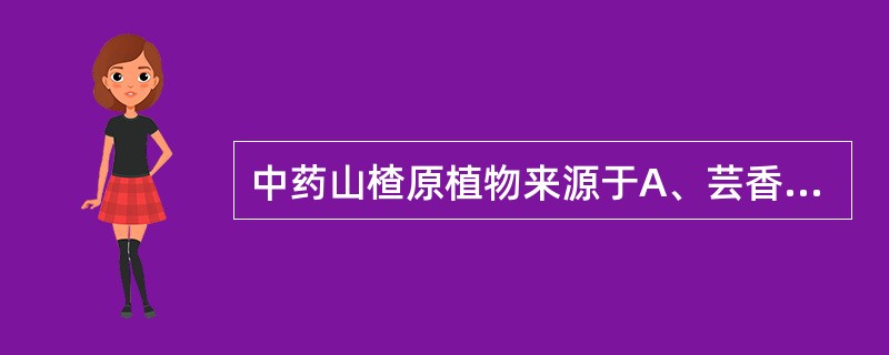 中药山楂原植物来源于A、芸香科B、瑞香科C、蔷薇科D、五加科E、木兰科