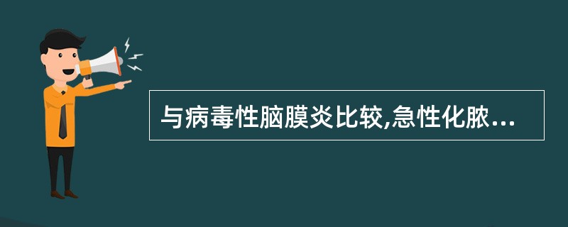 与病毒性脑膜炎比较,急性化脓性脑膜炎患儿脑脊液的早期特征性改变是( )。