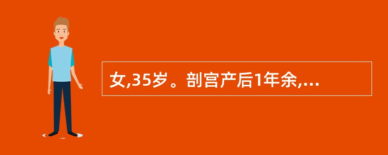 女,35岁。剖宫产后1年余,不规则阴道流血2个月。血清β£­hCG3×104U£