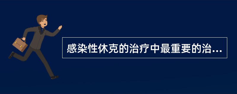 感染性休克的治疗中最重要的治疗是A、补充血容量同时抗感染B、补充血容量同时纠正酸