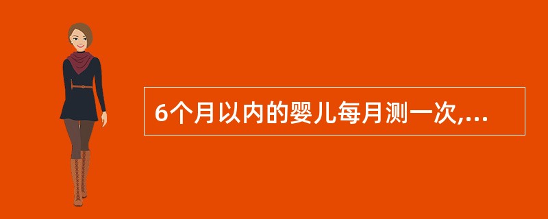 6个月以内的婴儿每月测一次,7~12月每两个月测一次,13~36个月每三个月测一