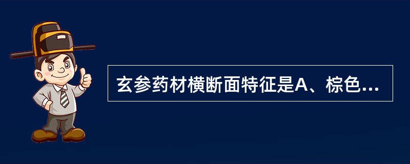 玄参药材横断面特征是A、棕色,粉性强B、黄棕色,角质性C、黑色,粉性D、黑色,微