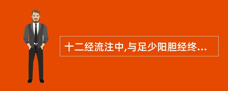 十二经流注中,与足少阳胆经终端相接的是A、足厥阴肝经B、手厥阴心包经C、手少阳三