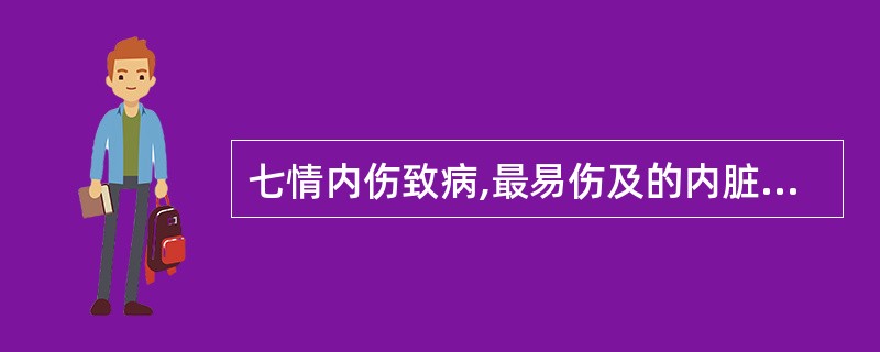 七情内伤致病,最易伤及的内脏是A、心肺肝B、肺脾肾C、肝脾肾D、心肝脾E、心脾肺