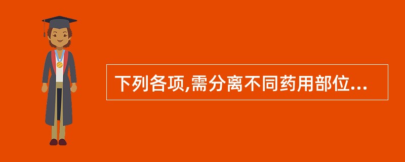 下列各项,需分离不同药用部位的药物是A、莲子B、酸枣仁C、苍术D、党参E、芥子