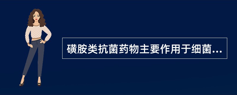 磺胺类抗菌药物主要作用于细菌的A、叶酸B、细胞膜C、30S核糖体亚单位D、50S