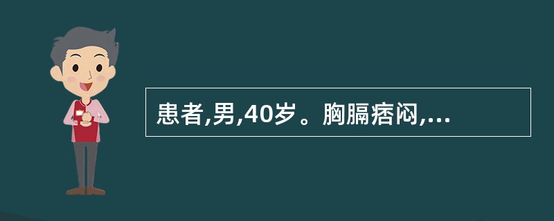 患者,男,40岁。胸膈痞闷,脘腹胀痛,暧腐吞酸,恶心呕吐,饮食不消,脉弦滑,治疗