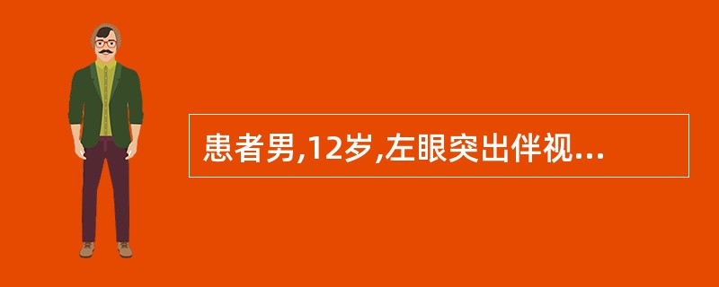 患者男,12岁,左眼突出伴视力下降二月余,CT示左侧视神经柱形增粗,有轻度增强,