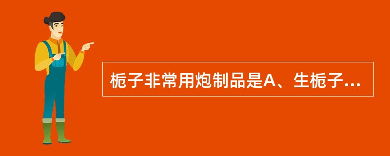 栀子非常用炮制品是A、生栀子B、炒栀子C、焦栀子D、栀子炭E、麸炒栀子