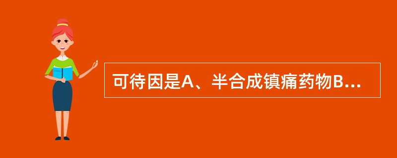 可待因是A、半合成镇痛药物B、合成镇痛药物C、天然生物碱类镇痛药物D、内原性多肽