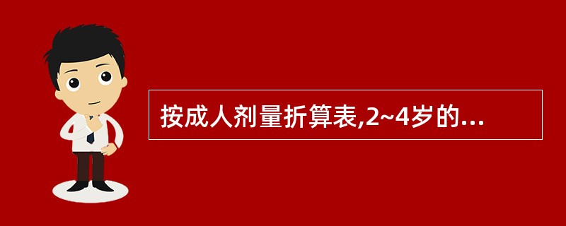 按成人剂量折算表,2~4岁的小儿用药量相当于成人用量的比例是A、1£¯5~1£¯