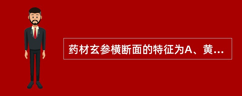 药材玄参横断面的特征为A、黄色,颗粒性B、白色,纤维性C、白色,粉性D、黑色,角