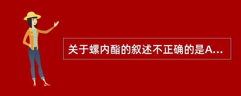 关于螺内酯的叙述不正确的是A、竞争性结合胞浆中醛固酮受体B、拮抗醛固酮的保钠排钾