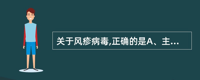 关于风疹病毒,正确的是A、主要通过消化道传播B、无包膜C、成人易感D、可导致垂直