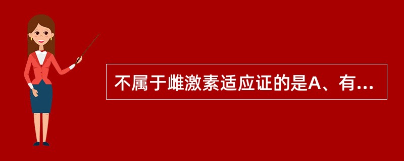 不属于雌激素适应证的是A、有出血倾向的子宫肿瘤B、绝经后乳腺癌C、前列腺癌D、功