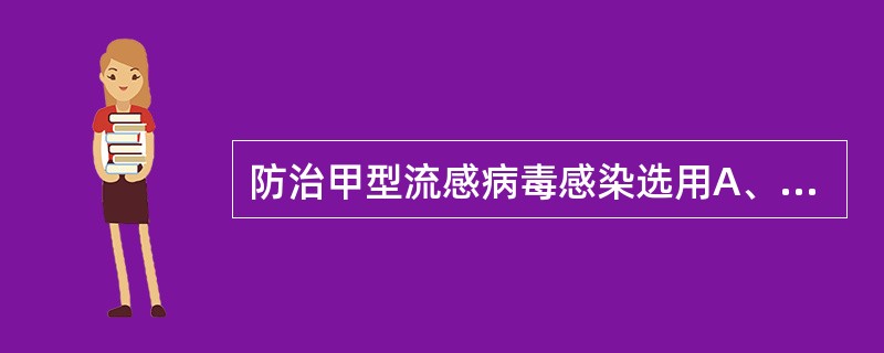 防治甲型流感病毒感染选用A、齐多夫定B、金刚烷胺C、更昔洛韦D、碘苷E、干扰素