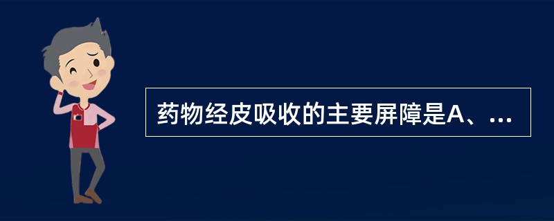 药物经皮吸收的主要屏障是A、表皮B、真皮C、角质层D、皮下脂肪E、毛细血管 -