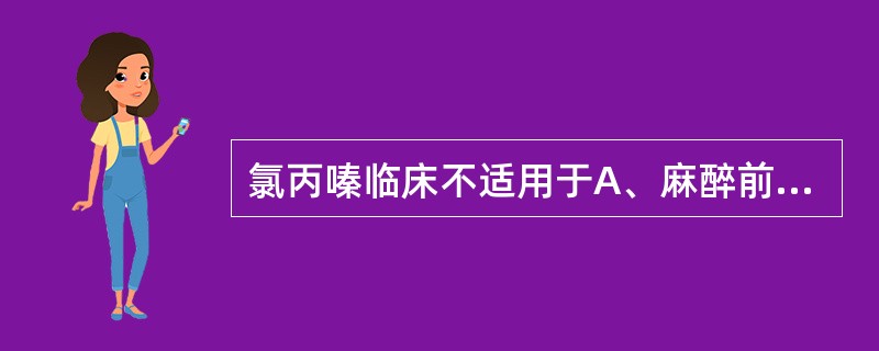 氯丙嗪临床不适用于A、麻醉前给药B、人工冬眠C、帕金森病D、精神分裂症E、镇吐