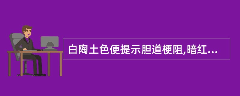 白陶土色便提示胆道梗阻,暗红色血便提示上消化道出血,柏油样便提示下消化道出血,果