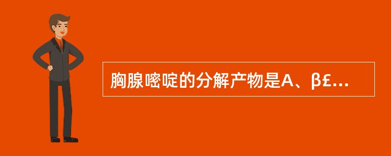 胸腺嘧啶的分解产物是A、β£­丙氨酸B、β£­氨基异丁酸C、尿酸D、谷氨酰胺E、