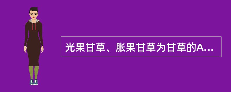 光果甘草、胀果甘草为甘草的A、正品B、伪品C、加工品D、代用品E、混淆品