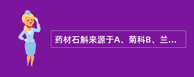 药材石斛来源于A、菊科B、兰科C、马钱科D、唇形科E、伞形科