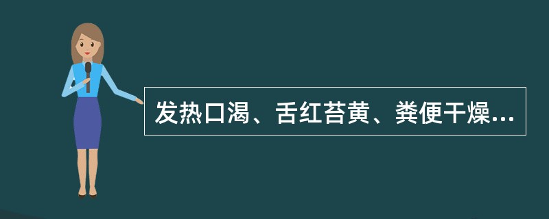 发热口渴、舌红苔黄、粪便干燥、咳嗽喘气、咽喉肿痛,辨证为( )
