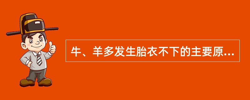 牛、羊多发生胎衣不下的主要原因是A、产后子宫收缩无力B、胎盘未成熟或老化C、胎盘