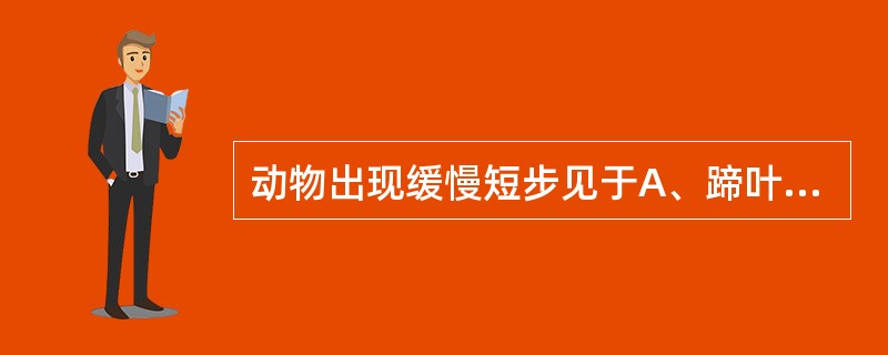 动物出现缓慢短步见于A、蹄叶炎B、风湿病C、桡神经麻痹D、髋关节脱位E、钉伤 -