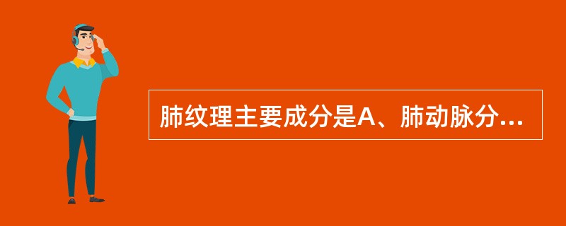 肺纹理主要成分是A、肺动脉分支影B、肺静脉分支影C、支气管分支影D、淋巴管影E、