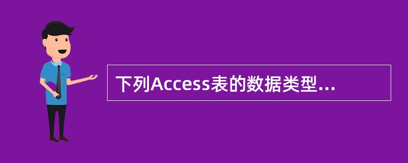 下列Access表的数据类型的集合,错误的是______。