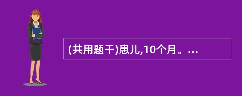 (共用题干)患儿,10个月。轻咳伴发热半天,晚上呕吐4次,不久频泻水样便,初黄色