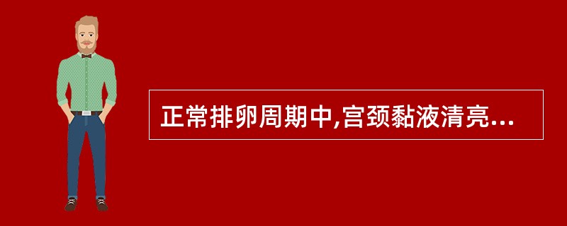 正常排卵周期中,宫颈黏液清亮,有粗大分支,典型的羊齿状结晶出现在( )。A、月经