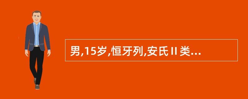 男,15岁,恒牙列,安氏Ⅱ类1分类,拔除4个双尖牙、固定矫治器内收前牙时使用Ⅱ类