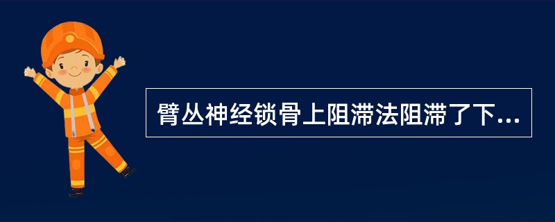 臂丛神经锁骨上阻滞法阻滞了下列哪部分?( )A、根B、干C、股D、束E、支 -