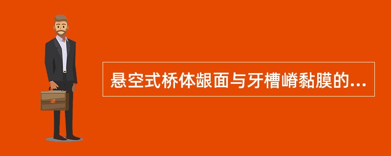 悬空式桥体龈面与牙槽嵴黏膜的距离不少于( )A、1mmB、2mmC、3mmD、4