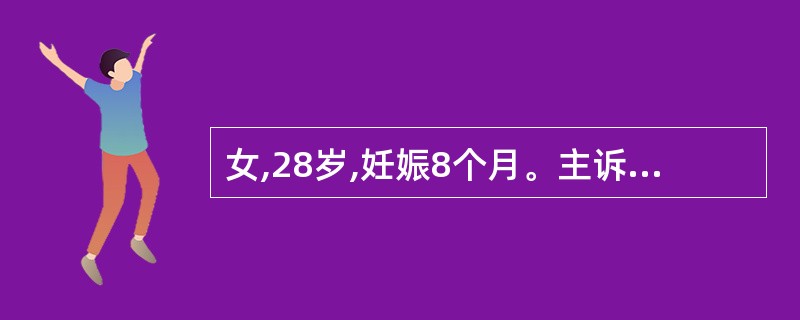 女,28岁,妊娠8个月。主诉下前牙舌侧牙龈肿块5个月,缓慢增大,影响进食。该病人