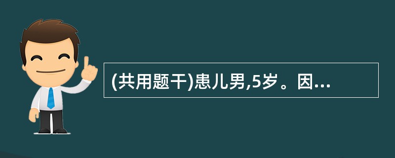 (共用题干)患儿男,5岁。因发热、咽痛、呼吸困难2天入院,查体T38.6℃,心率