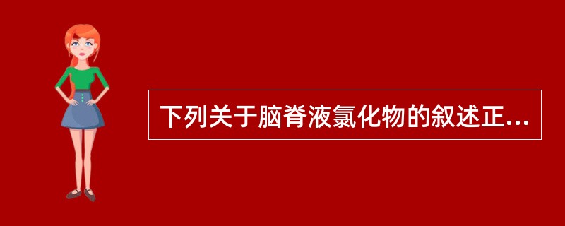 下列关于脑脊液氯化物的叙述正确的是