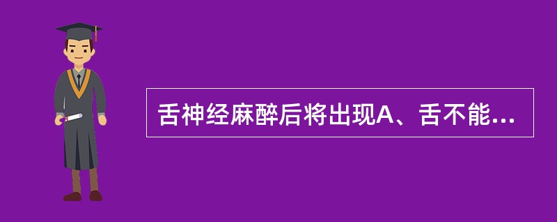 舌神经麻醉后将出现A、舌不能运动B、舌肌松弛C、舌后1£¯3味觉消失D、舌后1£