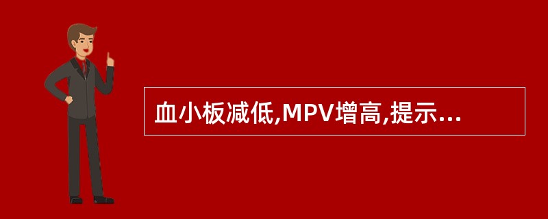 血小板减低,MPV增高,提示A、骨髓受抑制B、骨髓造血功能衰竭C、骨髓正常,但外