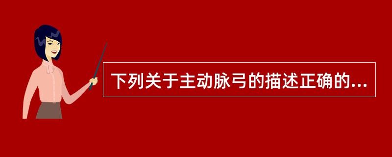 下列关于主动脉弓的描述正确的是A、位于胸腔的中纵隔内B、主动脉小球为压力感受器C